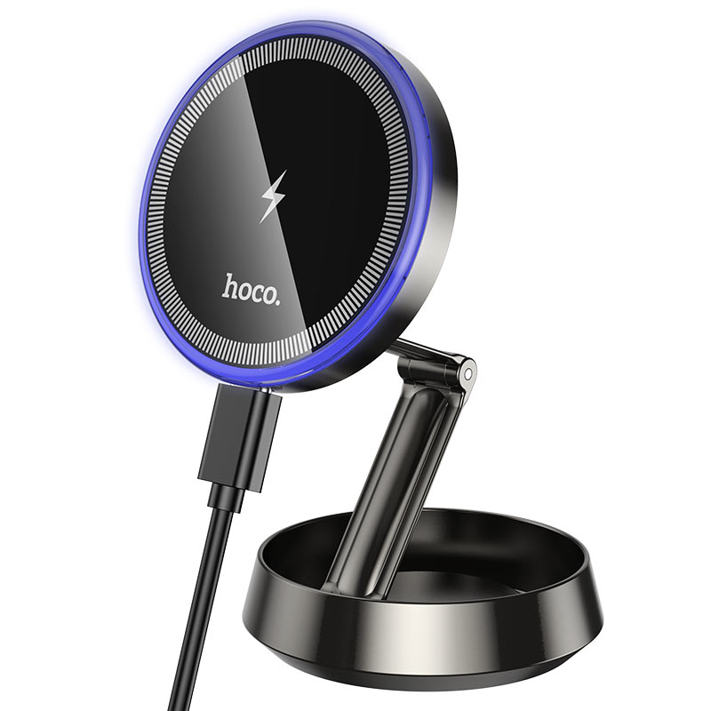 hoco hw33 metal ring wireless charging car center console holder