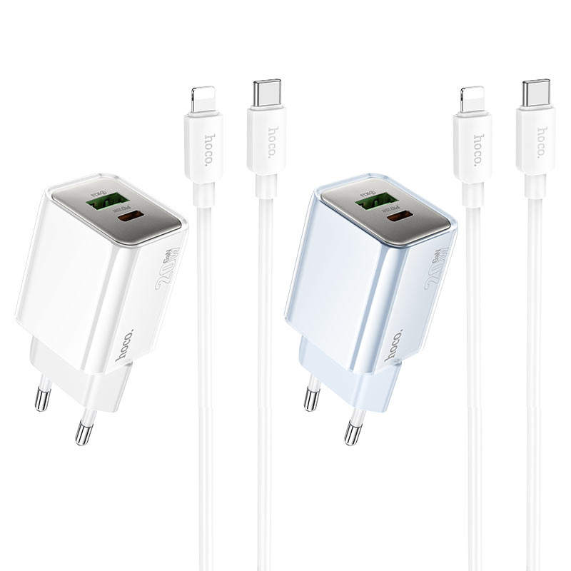 hoco n46 glorious pd20w qc3 wall charger eu set usbc ltn colors