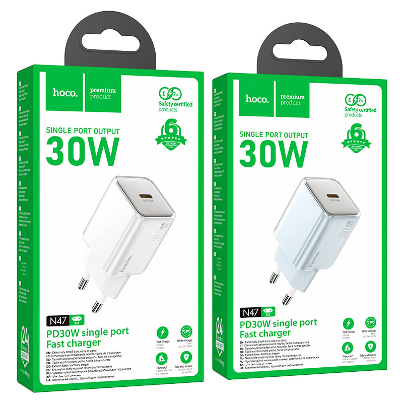 hoco n47 glorious 1port pd30w wall charger eu packaging