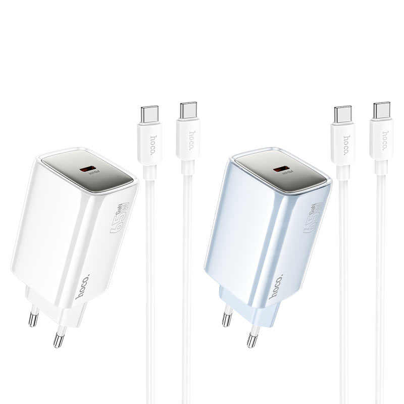 hoco n48 glorious 1port pd65w wall charger eu set usbc usbc colors