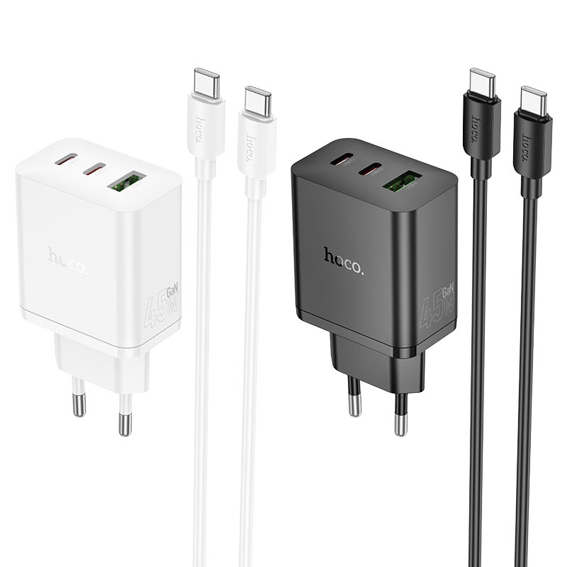 hoco n50 scenery pd45w 2c1a wall charger eu set usbc usbc colors