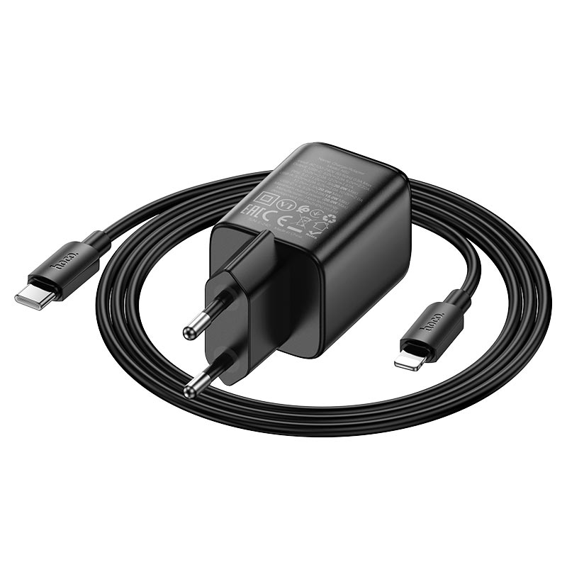 hoco n52 monsoon pd20w qc3 wall charger eu set usbc ltn cable
