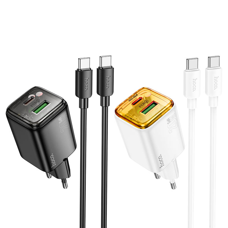 hoco n52 monsoon pd20w qc3 wall charger eu set usbc usbc colors