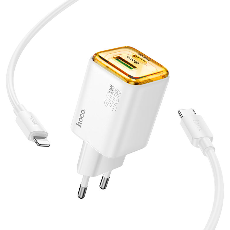 hoco n53 monsoon pd30w qc3 wall charger eu set usbc ltn