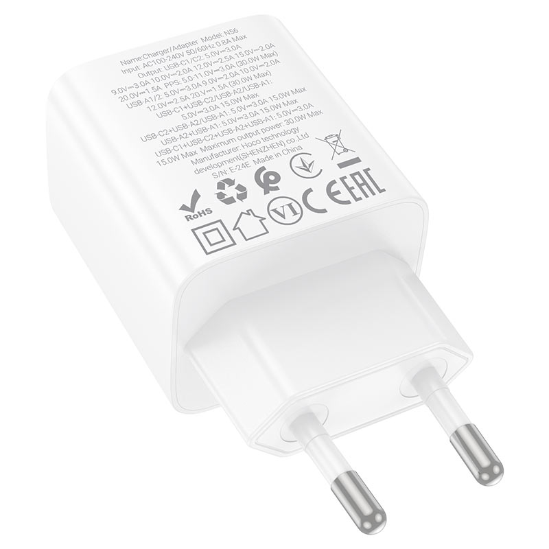 hoco n56 fundador 4ports 2c2a pd30w wall charger eu plug