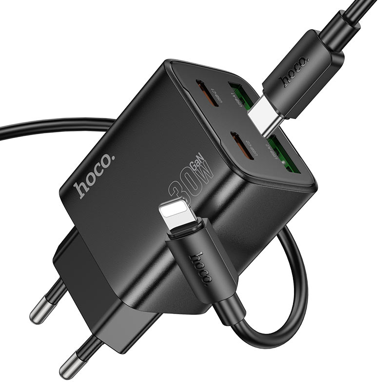 hoco n56 fundador 4ports 2c2a pd30w wall charger eu set usbc ltn