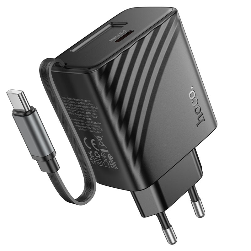 hoco n57 full pd20w usbc cable port wall charger eu cable