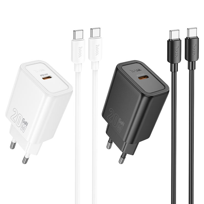 hoco n60 gentle 1port pd20w wall charger eu set usbc usbc colors