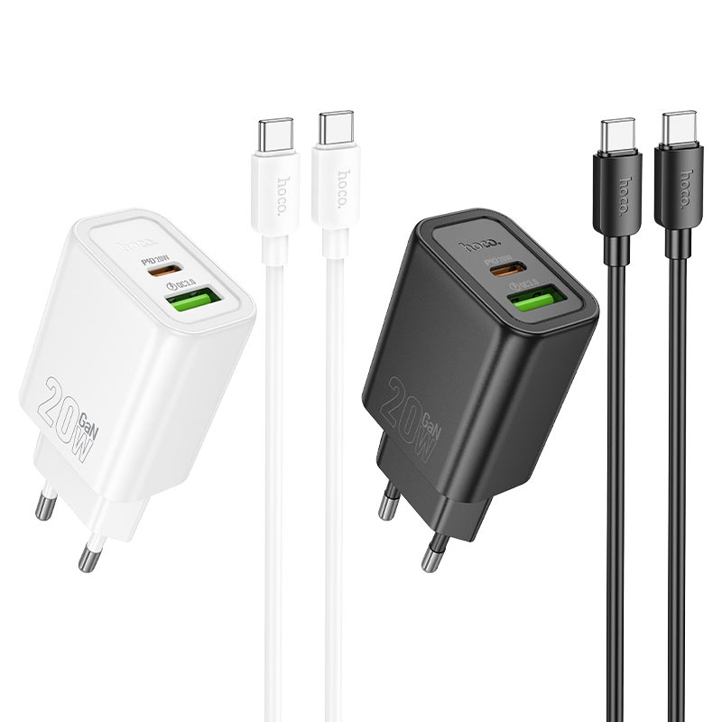 hoco n61 gentle pd20w qc3 wall charger eu set usbc usbc colors