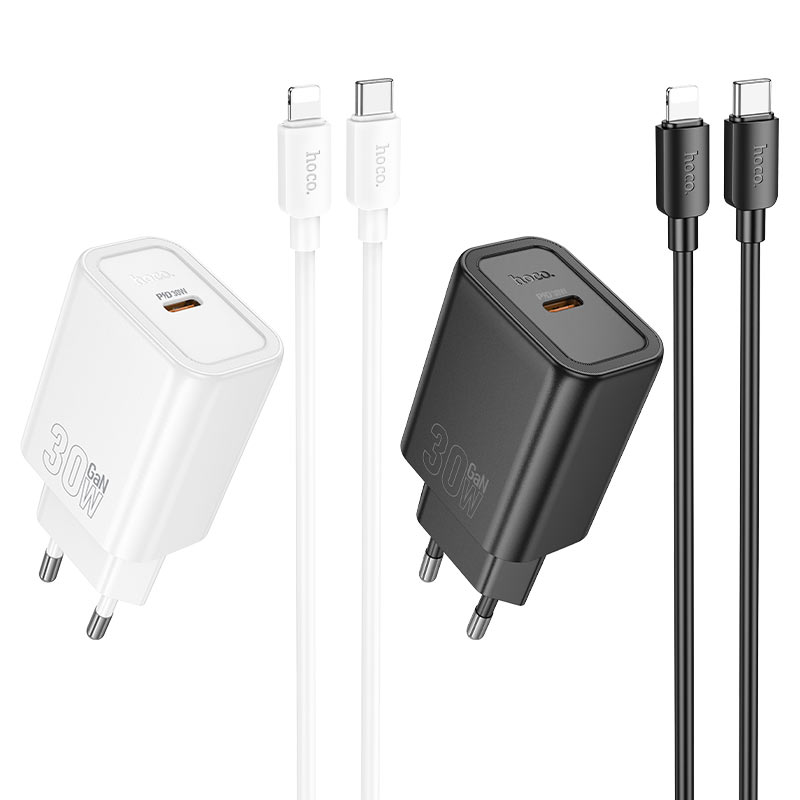 hoco n62 gentle 1port pd30w wall charger eu set usbc ltn colors