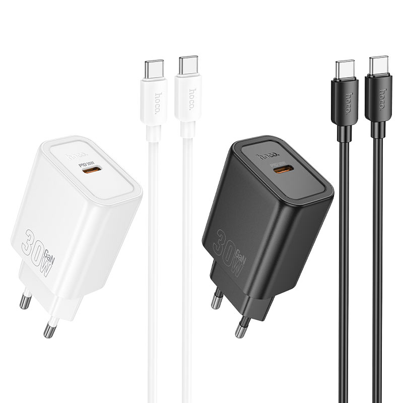 hoco n62 gentle 1port pd30w wall charger eu set usbc usbc colors