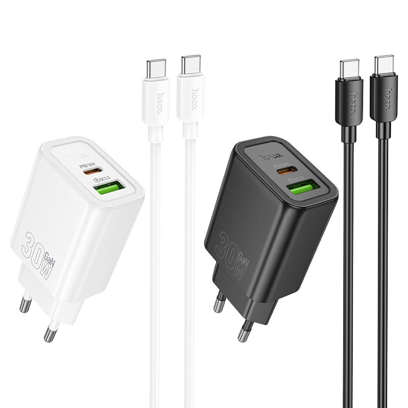 hoco n63 gentle pd30w qc3 wall charger eu set usbc usbc colors