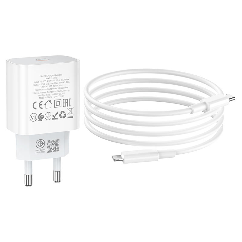 hoco nt10 source 1port pd20w wall charger tha set usbc ltn cable