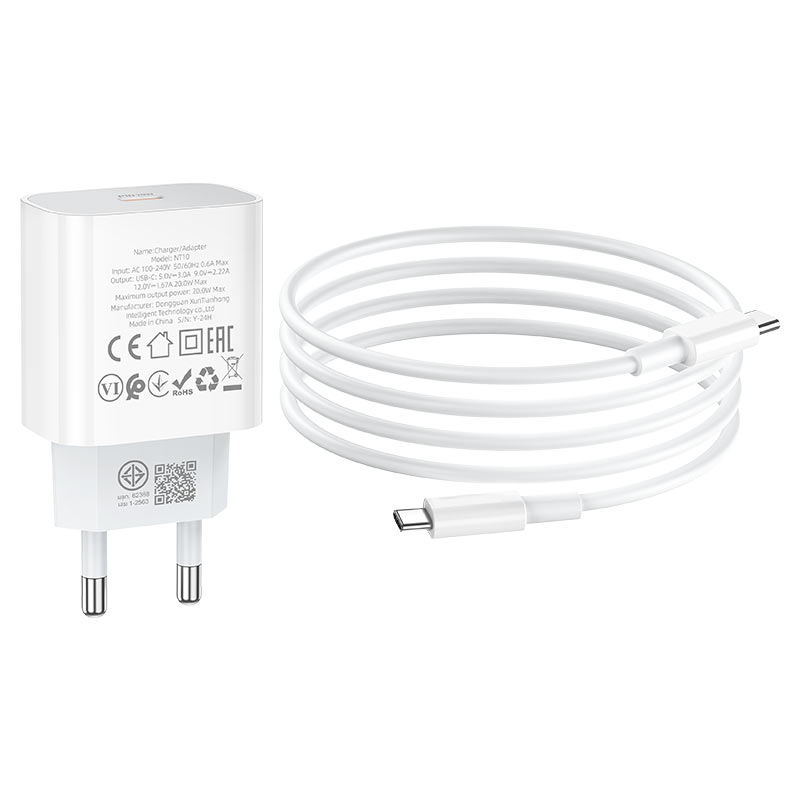 hoco nt10 source 1port pd20w wall charger tha set usbc usbc port