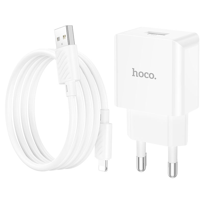 hoco nt2 peace 1port wall charger tha set usba ltn cable