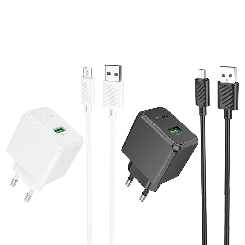 hoco nt5 superior 1port qc3 wall charger tha set usba musb colors