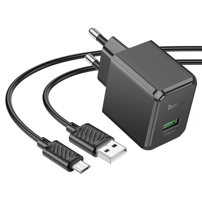 hoco nt5 superior 1port qc3 wall charger tha set usba musb