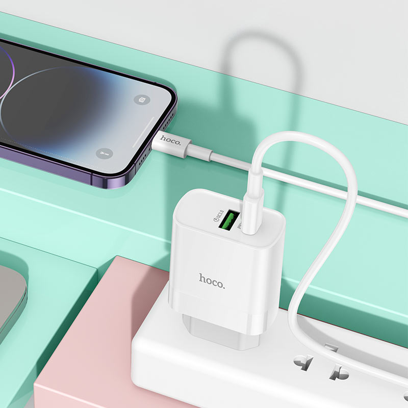 hoco nt9 maximus pd20w qc3 wall charger tha set usbc ltn interior