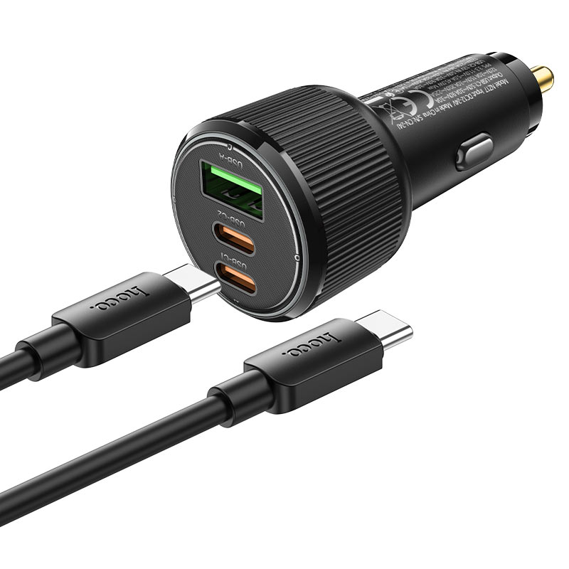 hoco nz17 avant garde pd75w 2c1a car charger set usbc usbc charging