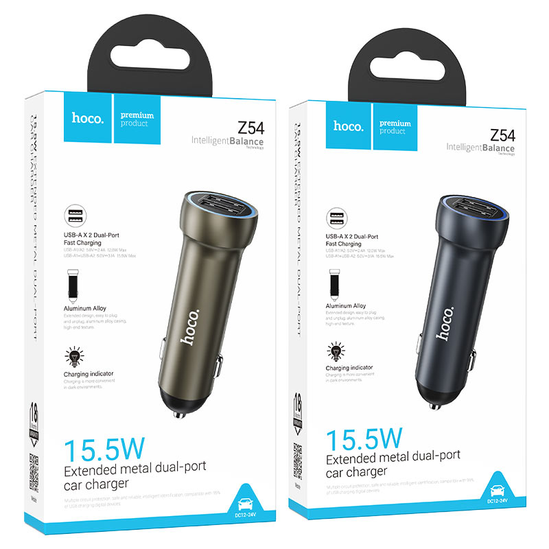 hoco z54 prosperous dual port car charger packaging