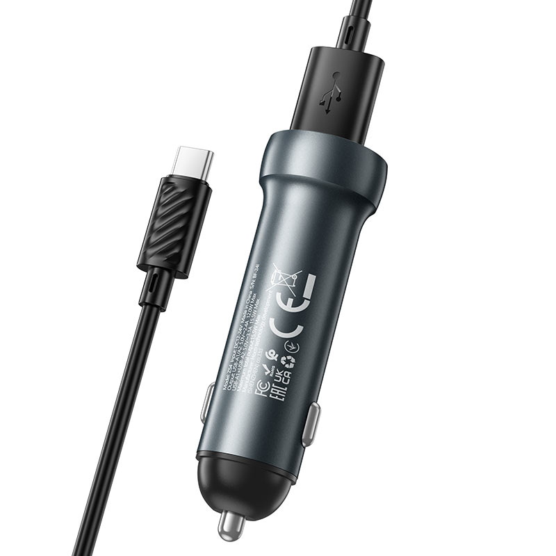 hoco z54 prosperous dual port car charger set usba usbc connectors