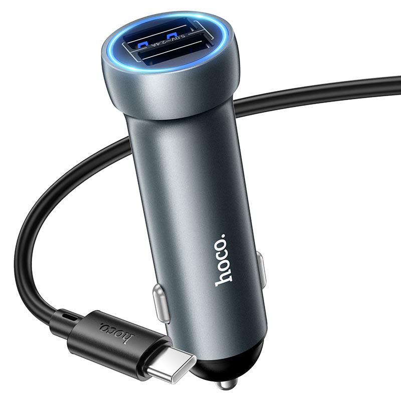 hoco z54 prosperous dual port car charger set usba usbc port