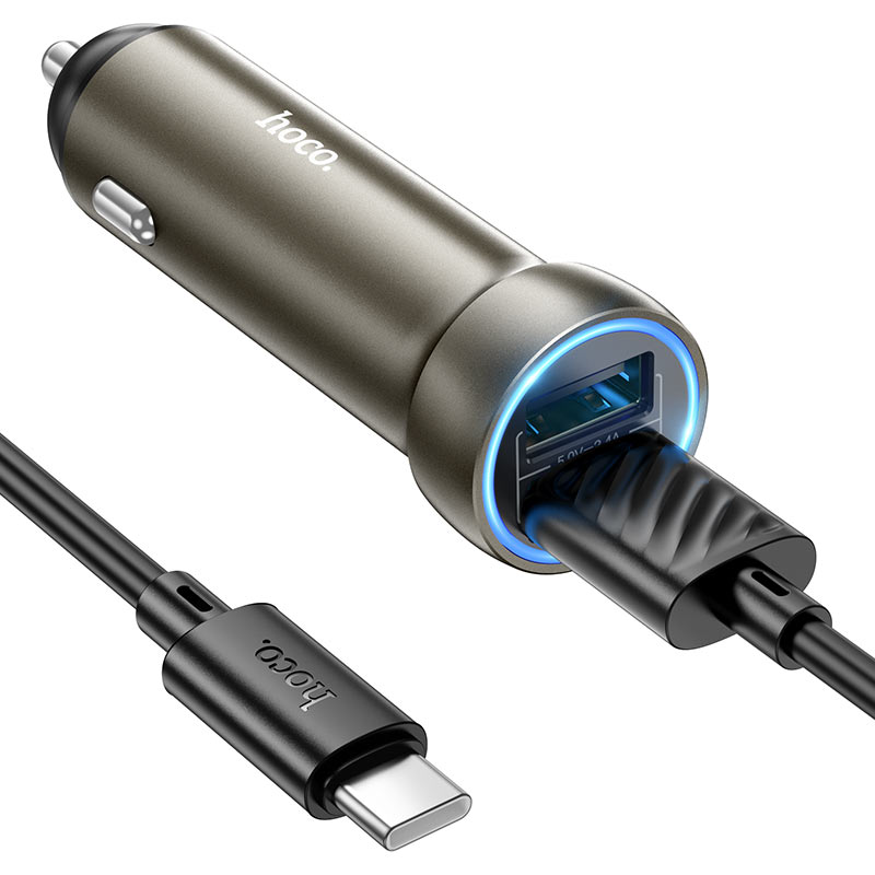 hoco z54 prosperous dual port car charger set usba usbc