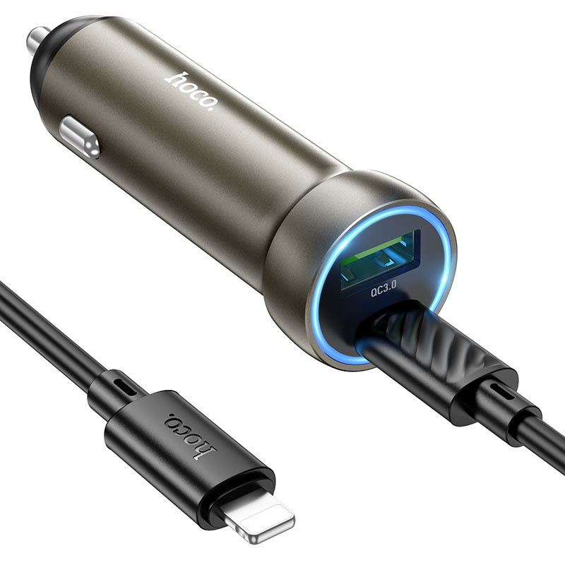 hoco z54a prosperous 48w dual port pd30w qc3 car charger set usbc ltn