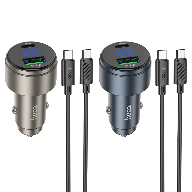 hoco z57b glorious 63w dual port pd45w qc3 car charger set usbc usbc colors