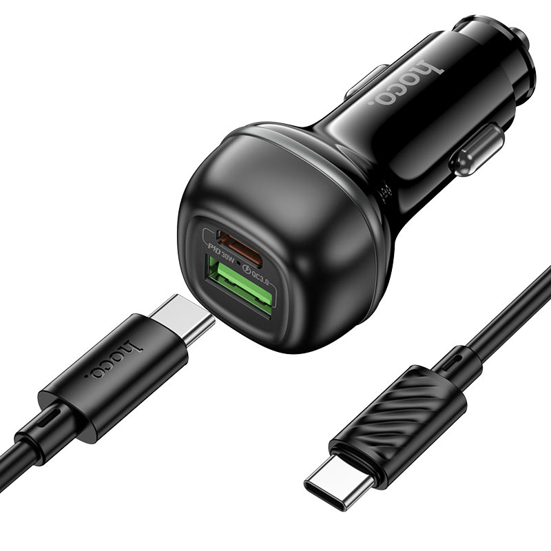 hoco z58a rank 48w dual port pd30w qc3 car charger set usbc usbc charging