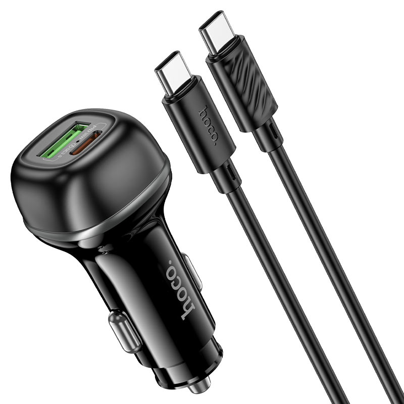 hoco z58a rank 48w dual port pd30w qc3 car charger set usbc usbc connectors
