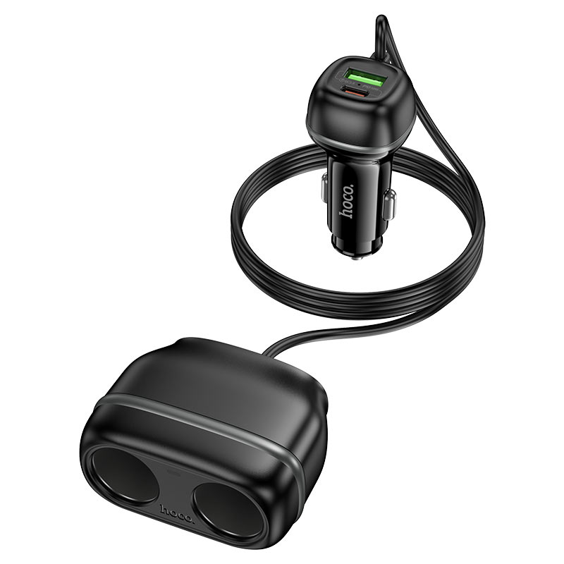 hoco z59 rank 48w 2x port 2x cigarette lighter car charger cable