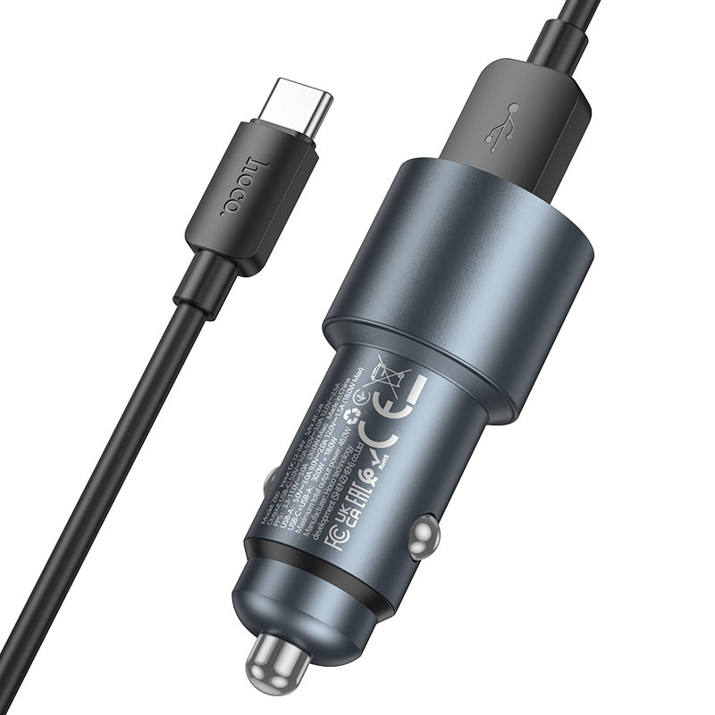 hoco z60 bloom 48w 2xport pd30w qc3 car charger set usba usbc charging