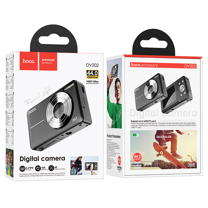 hoco dv202 digital camera packaging black