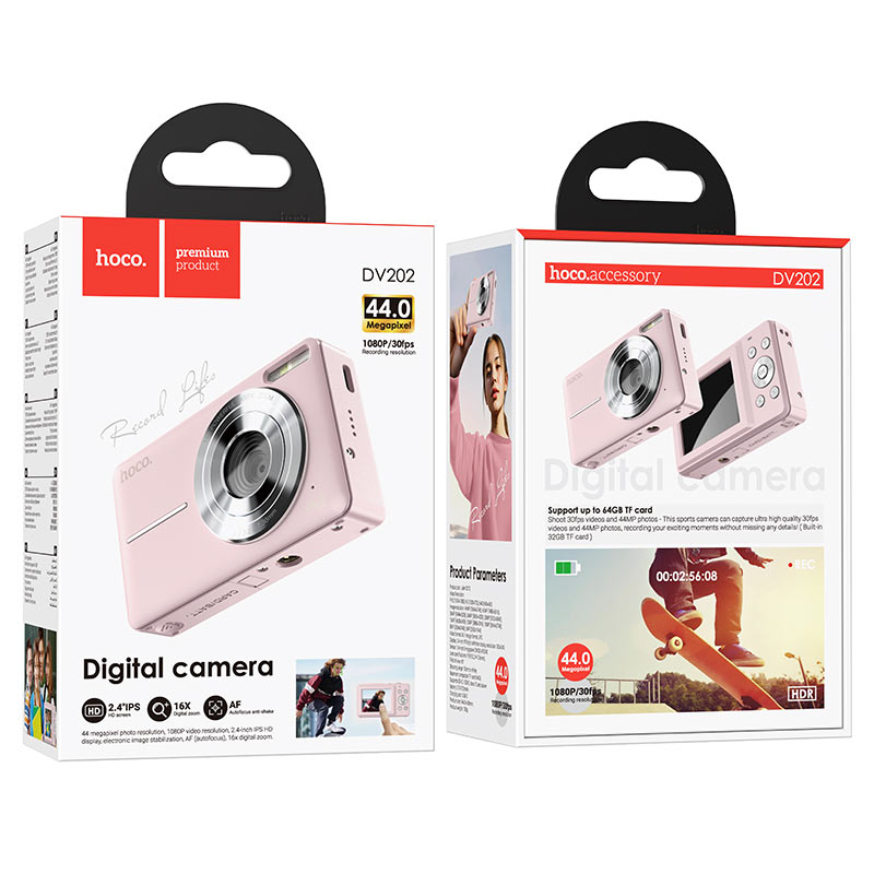 hoco dv202 digital camera packaging pink
