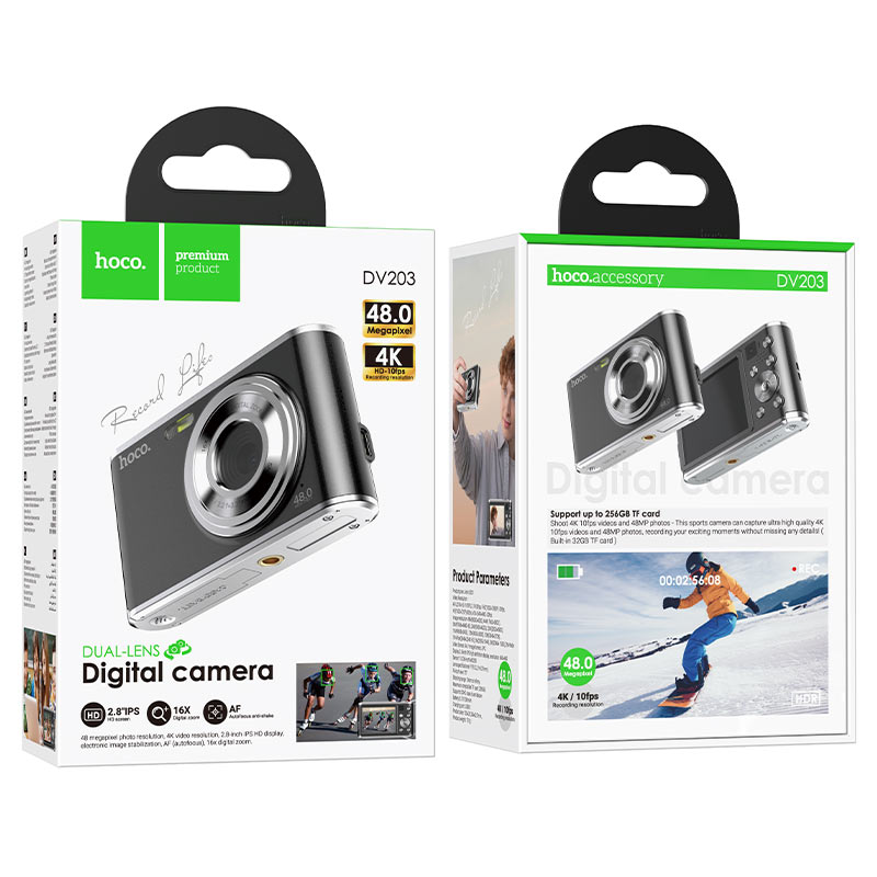 hoco dv203 dual lensdigital camera packaging black