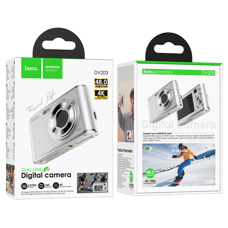 hoco dv203 dual lensdigital camera packaging white