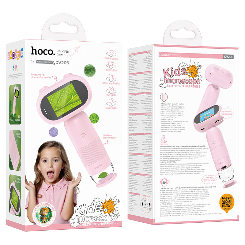 hoco dv206 детский микроскоп упаковка розовый