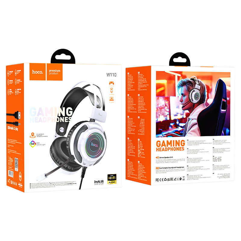 hoco w110 resource gaming headphones packaging white