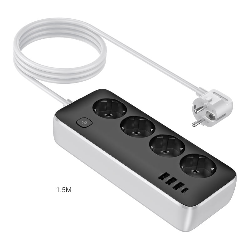 hoco ac21 sunlight 4sockets 1c3a power strip eu ger 150cm