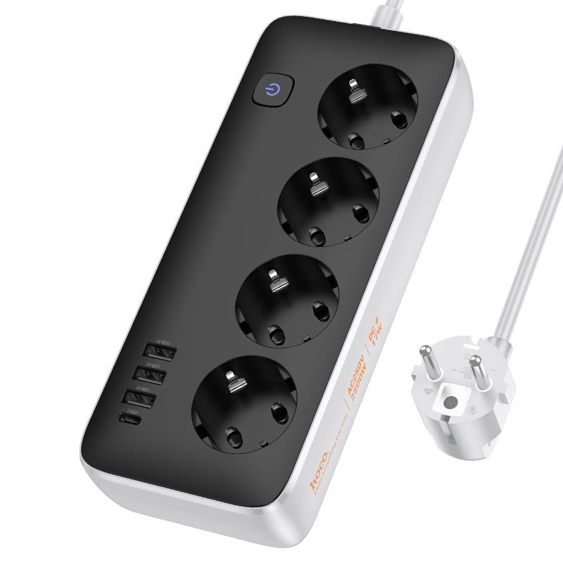 hoco ac21 sunlight 4sockets 1c3a power strip eu ger