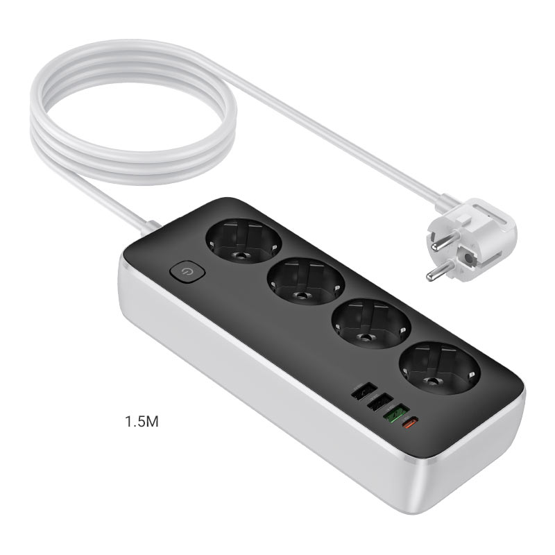 hoco ac22 sunlight 4sockets pd30w 1c3a power strip eu ger 150cm