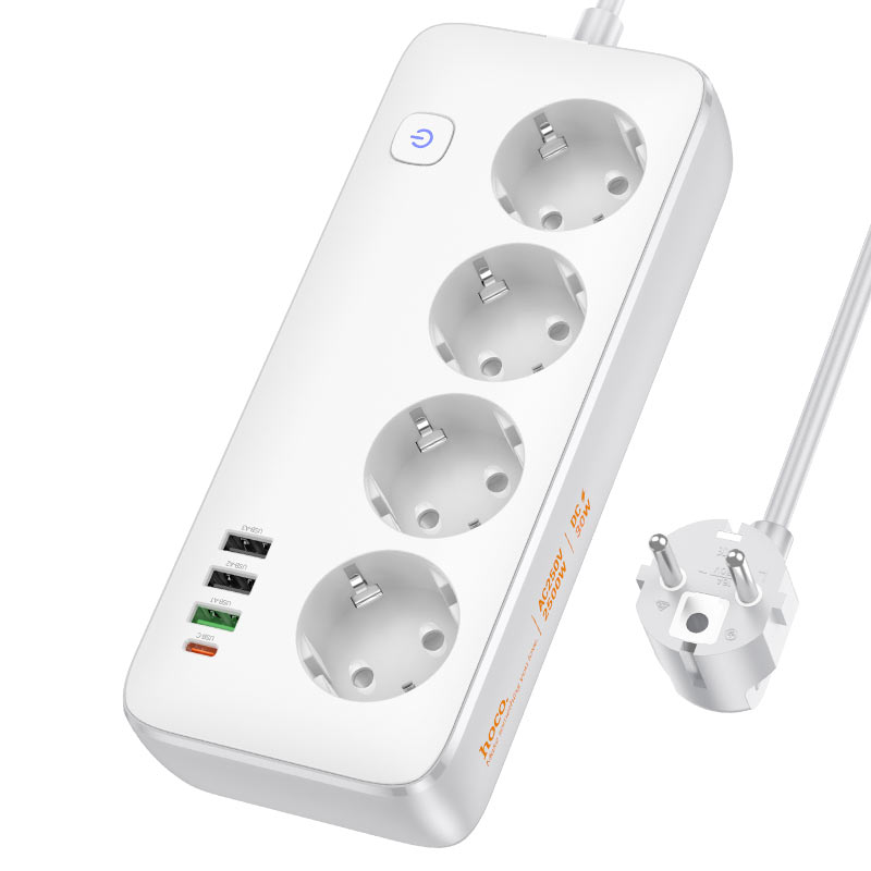 hoco ac22 sunlight 4sockets pd30w 1c3a power strip eu ger