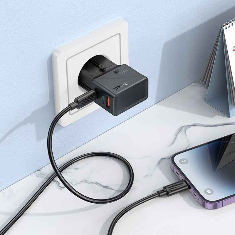 hoco ac24 mini pd25w qc3 universal travel charger set usbc ltn interior