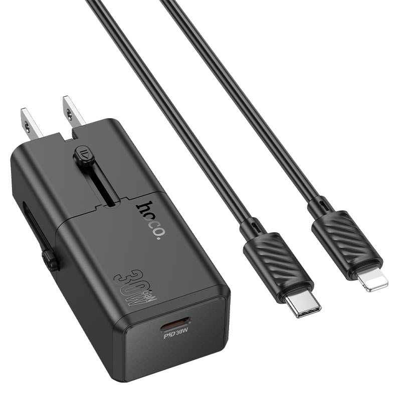 hoco ac25 mini single port pd30w universal travel charger set usbc ltn cable