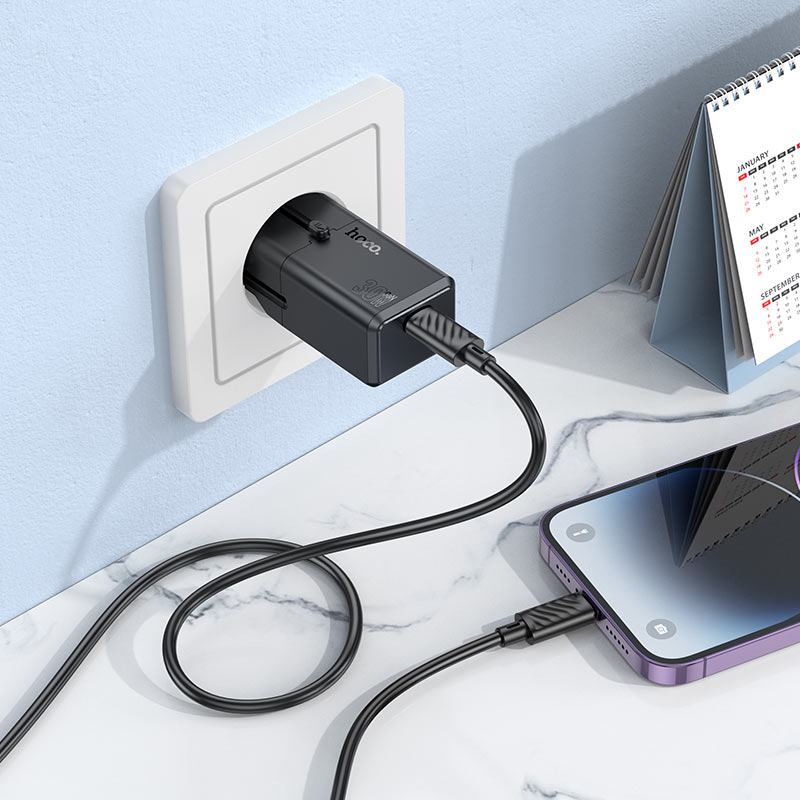 hoco ac25 mini single port pd30w universal travel charger set usbc ltn interior