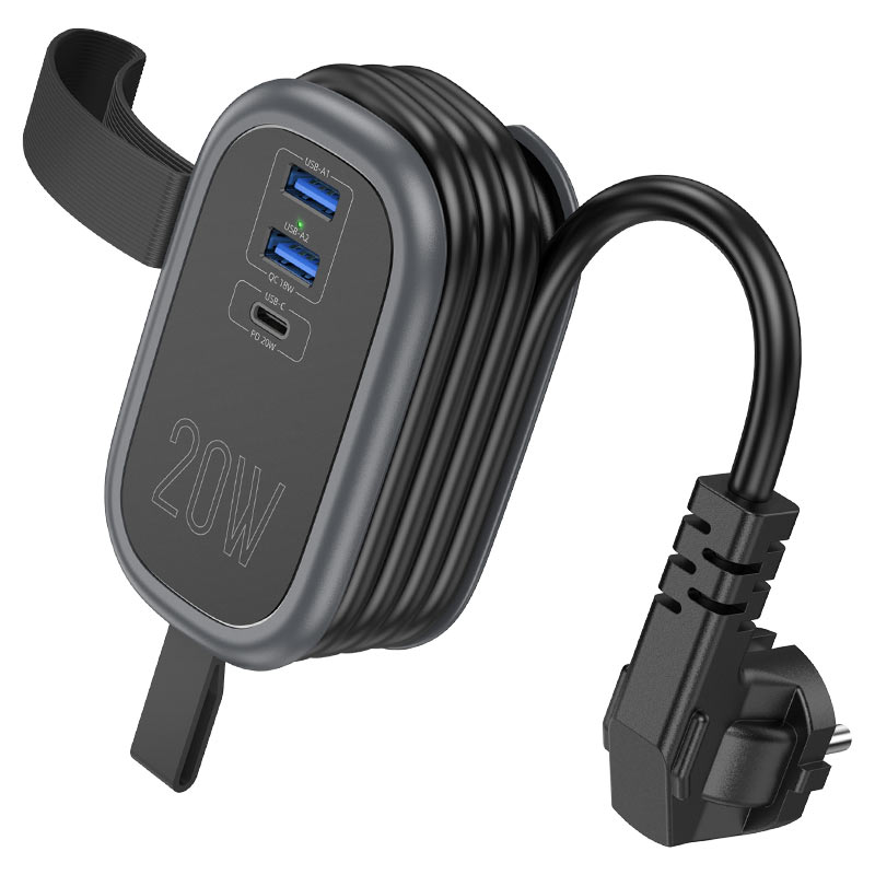 hoco ns7 sharp 1socket pd20w 1c2a power strip eu ger