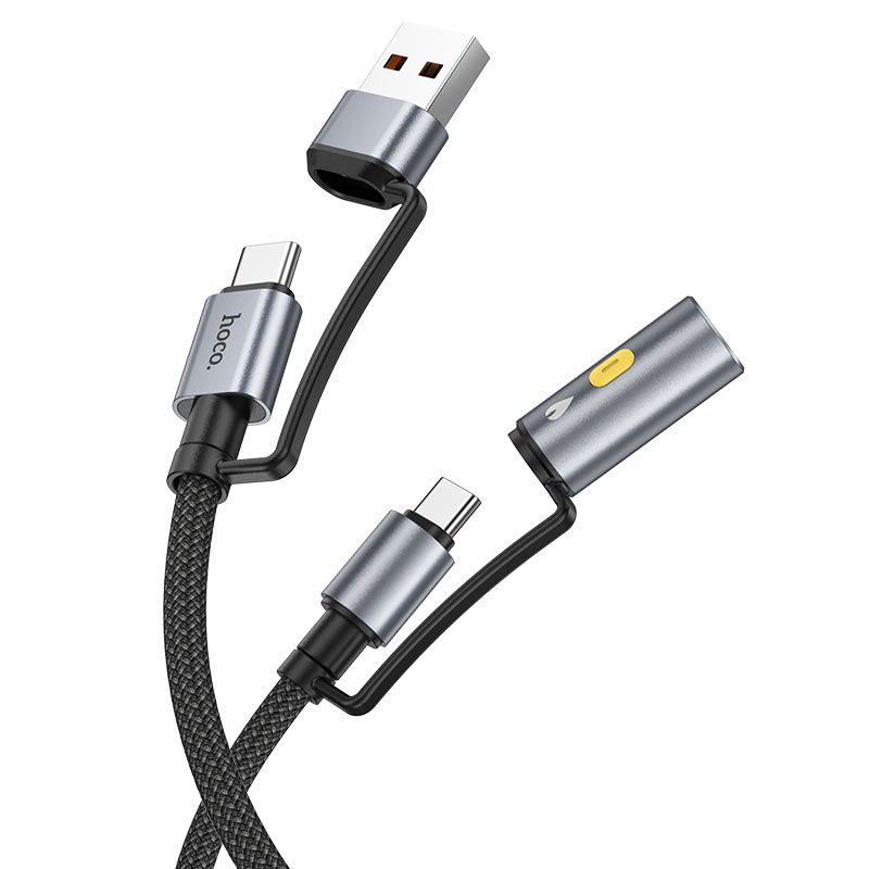 hoco u138 all in one charging data cable usba usbc to usbc cigarette lighter wire