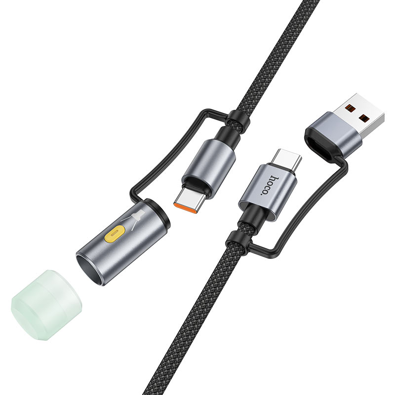 hoco u138 all in one charging data cable usba usbc to usbc led light