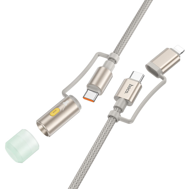 hoco u138 all in one charging data cable usbc ltn to usbc led light